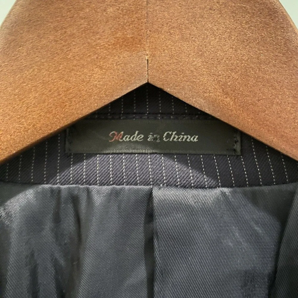 Lauren Ralph Lauren‎ 44L Navy Pinstripe Suit Jacket Blazer 100% Wool Classic Fit